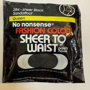 No Nonsense Fashion Color Sheer To‎ Waist Black Queen Sandalfoot Pantyhose 1986
